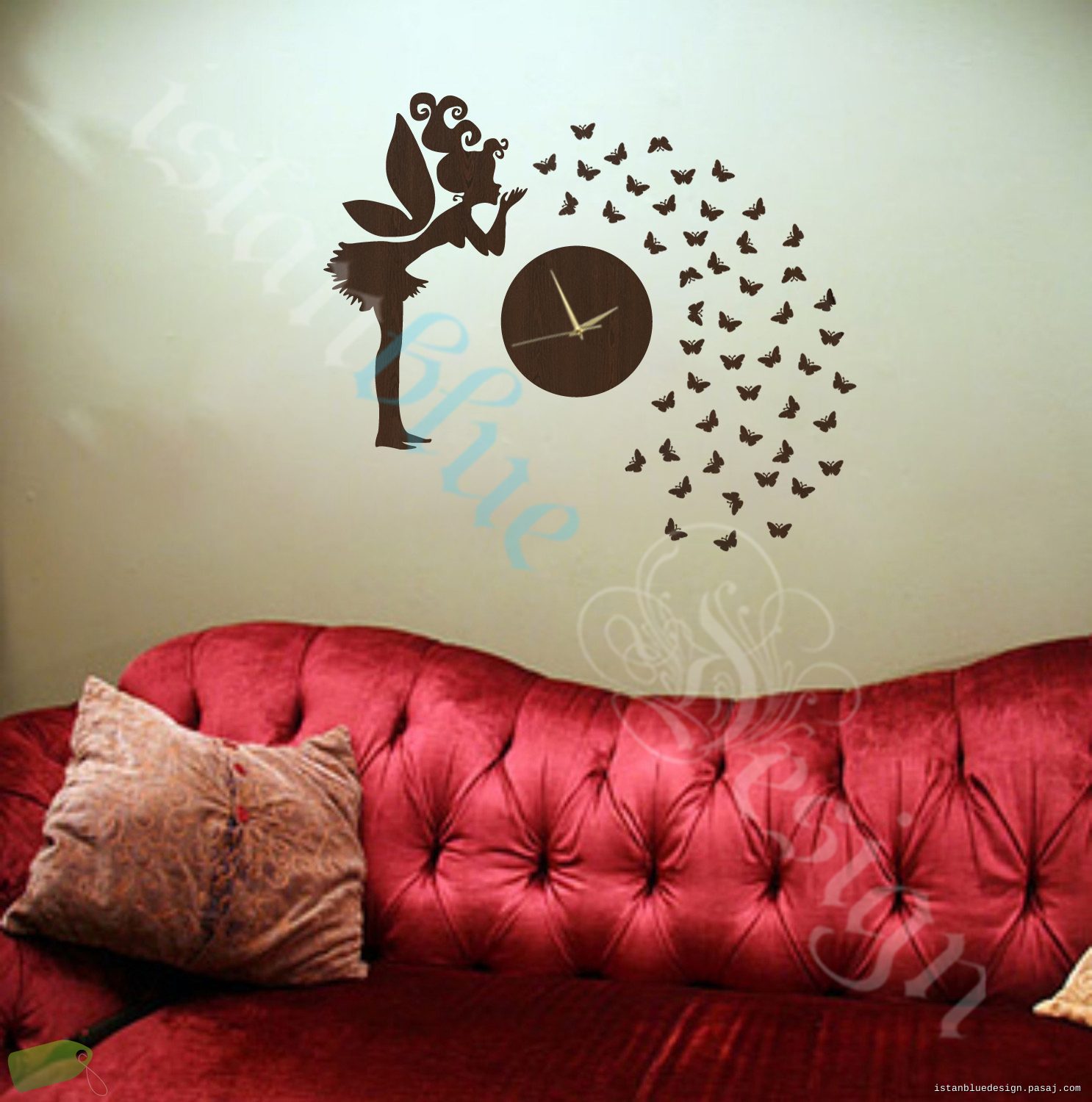 50 kelebek üfleyen saat modeli