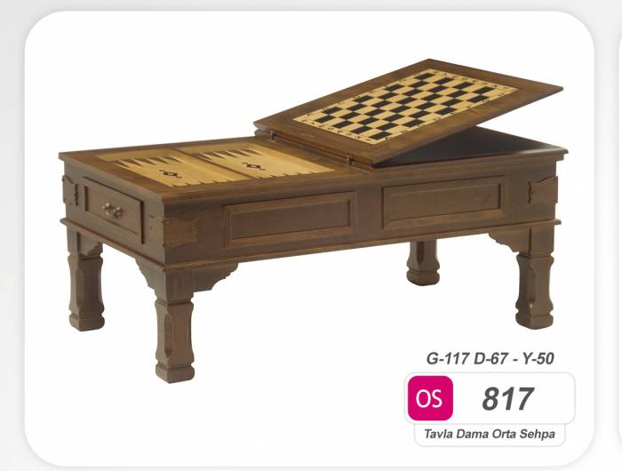 tavla dama çekmeceli orta sehpa