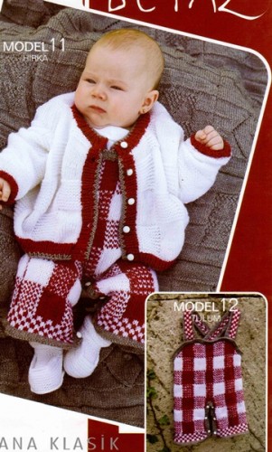 Kırmızı Beyaz Kare Modelli Bebek Tulumu Örneği