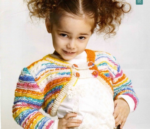 Haraşo Modelli Renkli Kız Çocuk Bolero Örneği