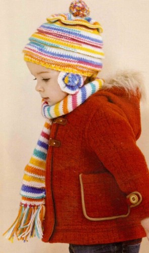 Lolipop Renkli Püsküllü Atkı Bere Takımı