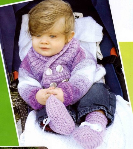 Ceket Modelli Ebruli Bebek Hırka ve Patik Modeli