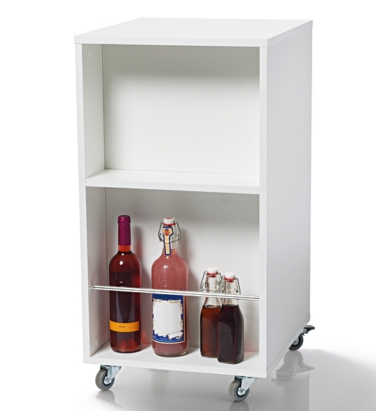 Tekerlekli Beyaz Mutfak Dolabı