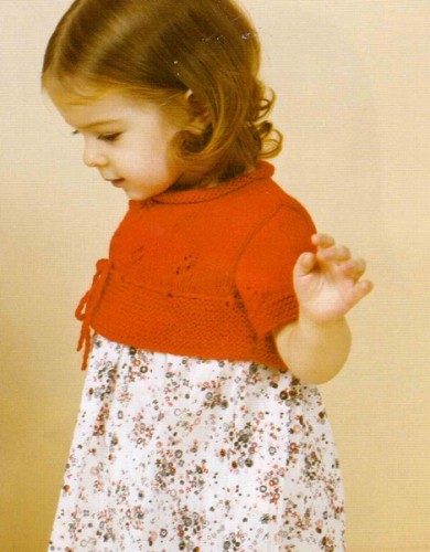 Kırmızı Renkli Haraşo Desenli Çocuk Bolero Modeli