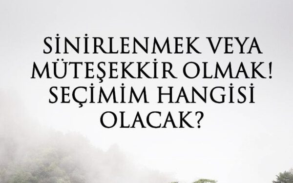 SİNİRLENMEK VEYA MÜTEŞEKKİR OLMAK! SEÇİMİM HANGİSİ OLACAK?