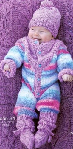 Örgü Bebek Tulumu ve Şapka Modeli