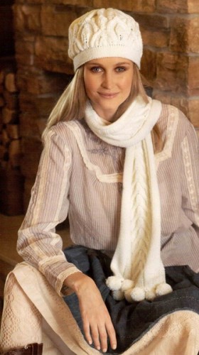 Krem Rengi Ponponlu Bayan Atkı Bere Takımı