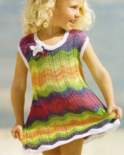 Zıkzak Örnekli Çizgili Renkli Çocuk Örgü Jile Modeli