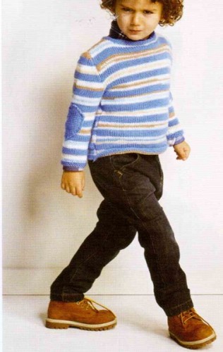 Düz Örgü Dirseklikli Erkek Çocuk Kazak Modeli