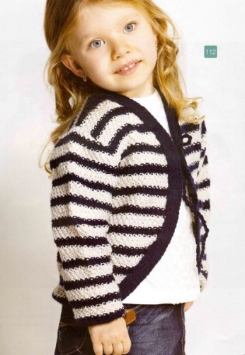 İki Renkli Oval Çocuk Hırka Modeli