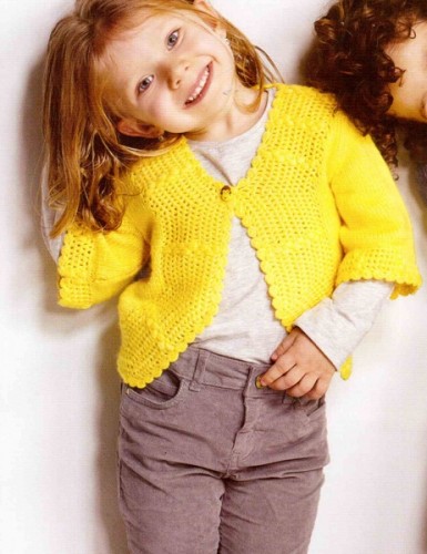 Tek Düğmeli File Modelli Kız Çocuk Hırka Modeli