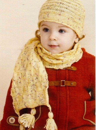 Püsküllü Sarı Renkli Atkı Bere Modeli