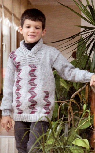 Gri Renkli Çapraz Yaka Erkek Çocuk Kazak Modeli