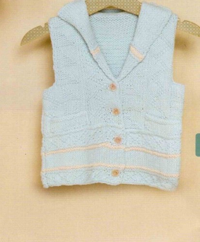 Şal Yaka Modelli Erkek Bebek Yelek Örneği