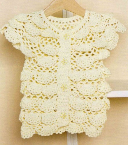 File Modelli Kız Bebek Yelek Örneği