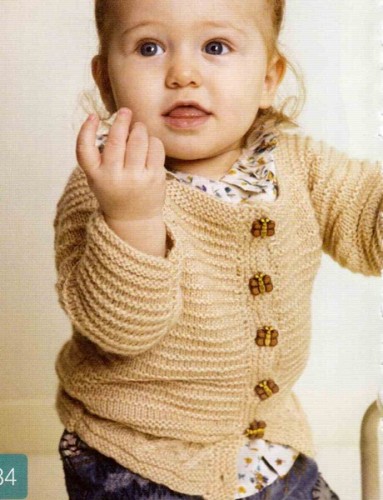 Haraşo Modelli Bej Renkli Bebek Hırka Modeli