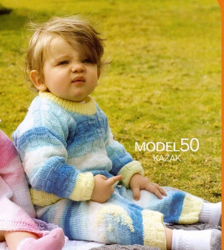 Küp Örgü Modelli Çocuk Kazağı ve Pantolon Takımı Örneği