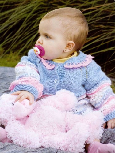 Dalga Desenli Renkli Bebek Hırka Modeli