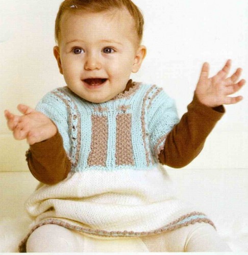 Üç Renkli Yarım Kollu Kız Bebek Elbise Modeli