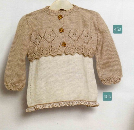 Toprak Rengi Fırfırlı Örgü Bebek Elbise Modeli