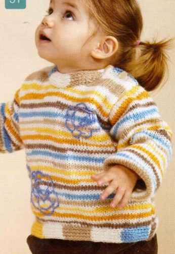 Düz Örgü Renkli Çocuk Kazak Modeli