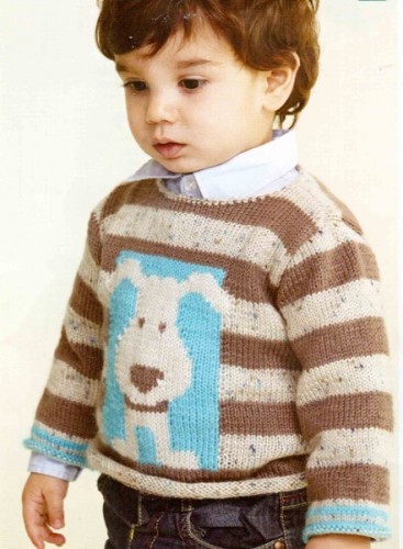 Köpek Desenli Erkek Çocuk Kazak Örneği