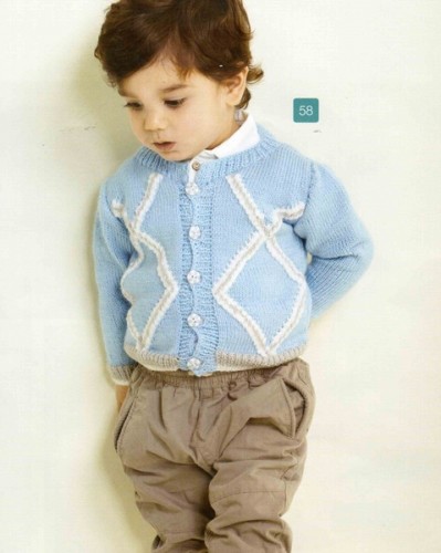 Büyük Baklava Dilim Desenli Örgü Çocuk Hırka Modeli