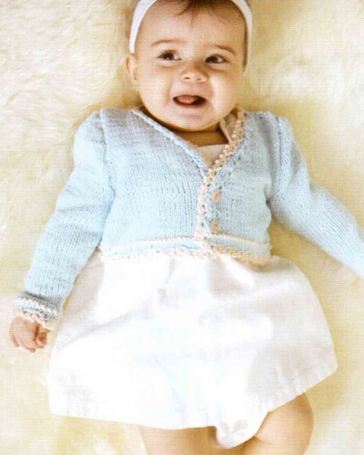Buz Mavisi Örgü Bebek Bolero Hırka Modeli
