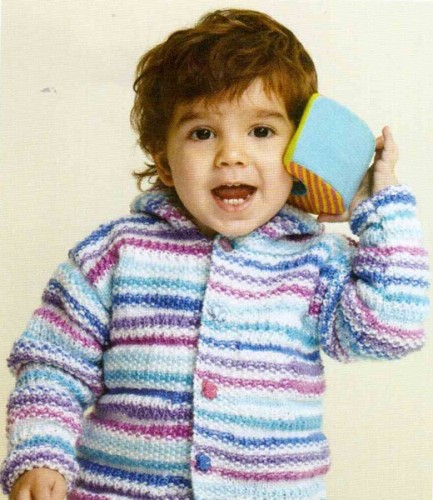 Tekli Pirinç Modelli Rengarenk Örgü Çocuk Hırka Modeli