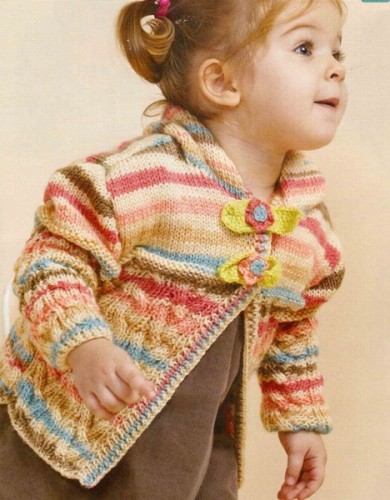 Burgu Modelli Fiyonk Düğmeli Kız Çocuk Hırka Modeli