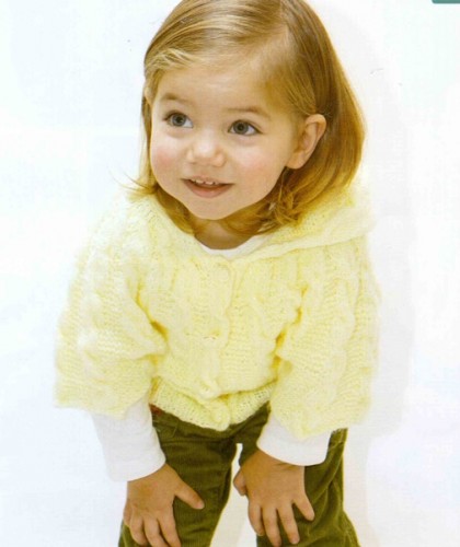 Burgu Desenli Kapüşonlu Kız Çocuk Hırka Modeli