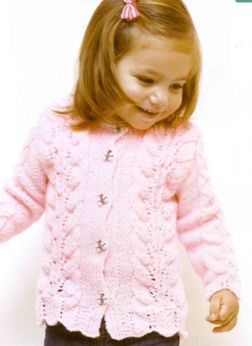 Ajur Desenli Pembe Çocuk Hırka Modeli