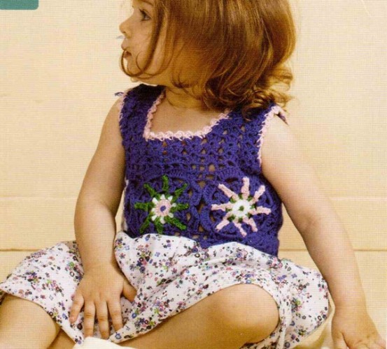 Tığ İşi Kolsuz Çocuk Elbise Modeli