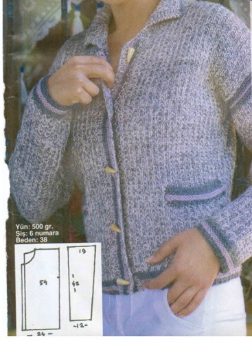 Ebruli İp Ceket Yaka Bayan hırka Modeli