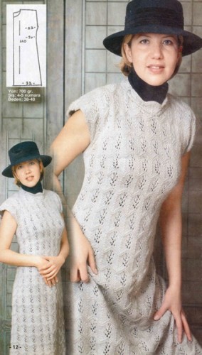 Kısa Kollu Ajur Modelli Örgü Bayan Elbise Örneği