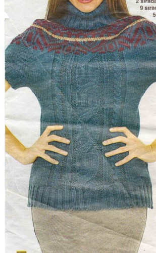 Boğazlı Yarım Kollu Bayan Kazak Modeli