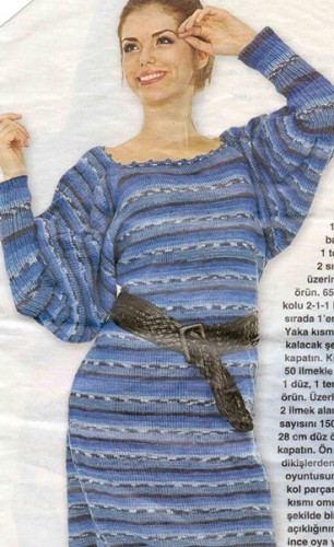 Yarasa Kollu Örgü Bayan Elbise Modeli