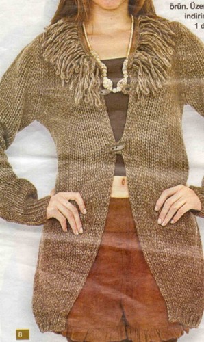 Tek Düğmeli Püsküllü Yaka Modelli Bayan Tunik Hırka