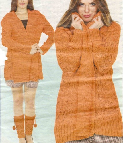 Turuncu Renkli Şal Yaka Hırka Ve Tozluk Takımı